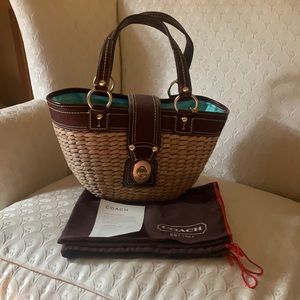 Coach woven straw purse
